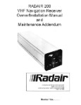 Radair 200 VHF Nav Receiver Installation/Owners Manual, Maintenance Addendum (part# 023-0004-001)